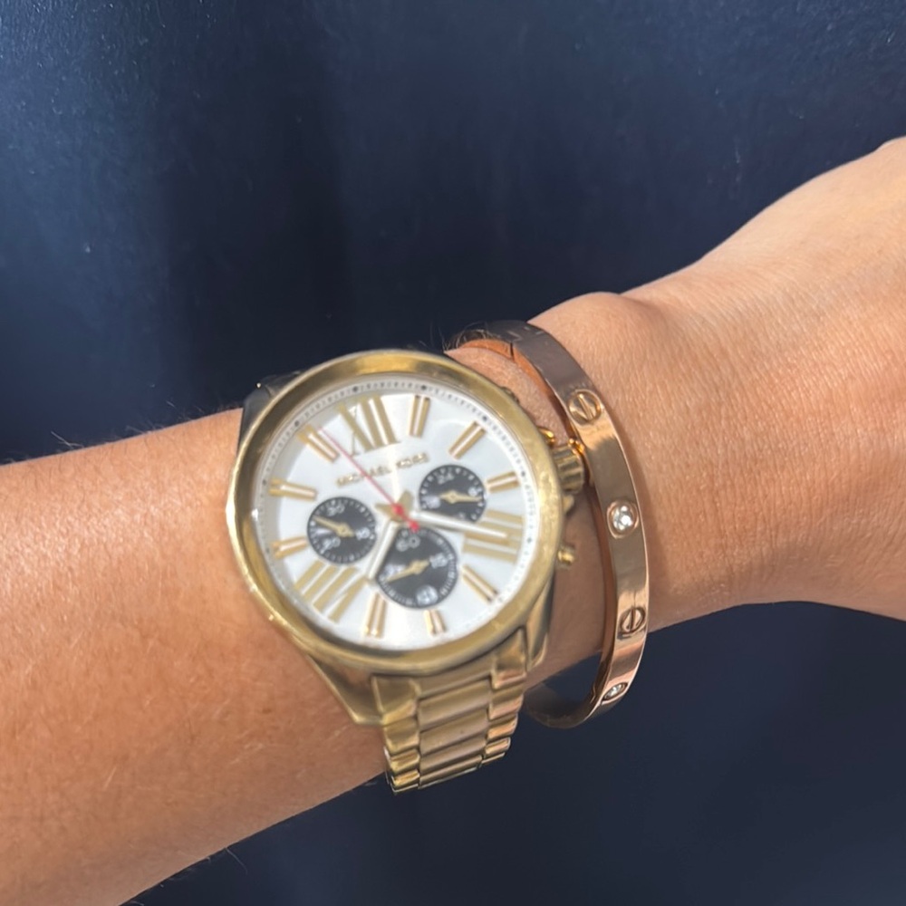 🔆MICHAEL KORS Wren Chronograph Silver Dial Gold-tone Unisex Watch